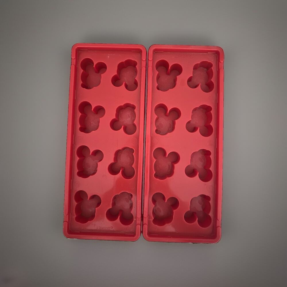 2 Walt Disney World Mickey Mouse Silicone Ice Cube Tray Red EUC
